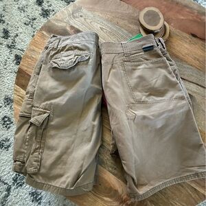 Lot of 2 Men's Brown Cargo Shorts- Wrangler Old Navy